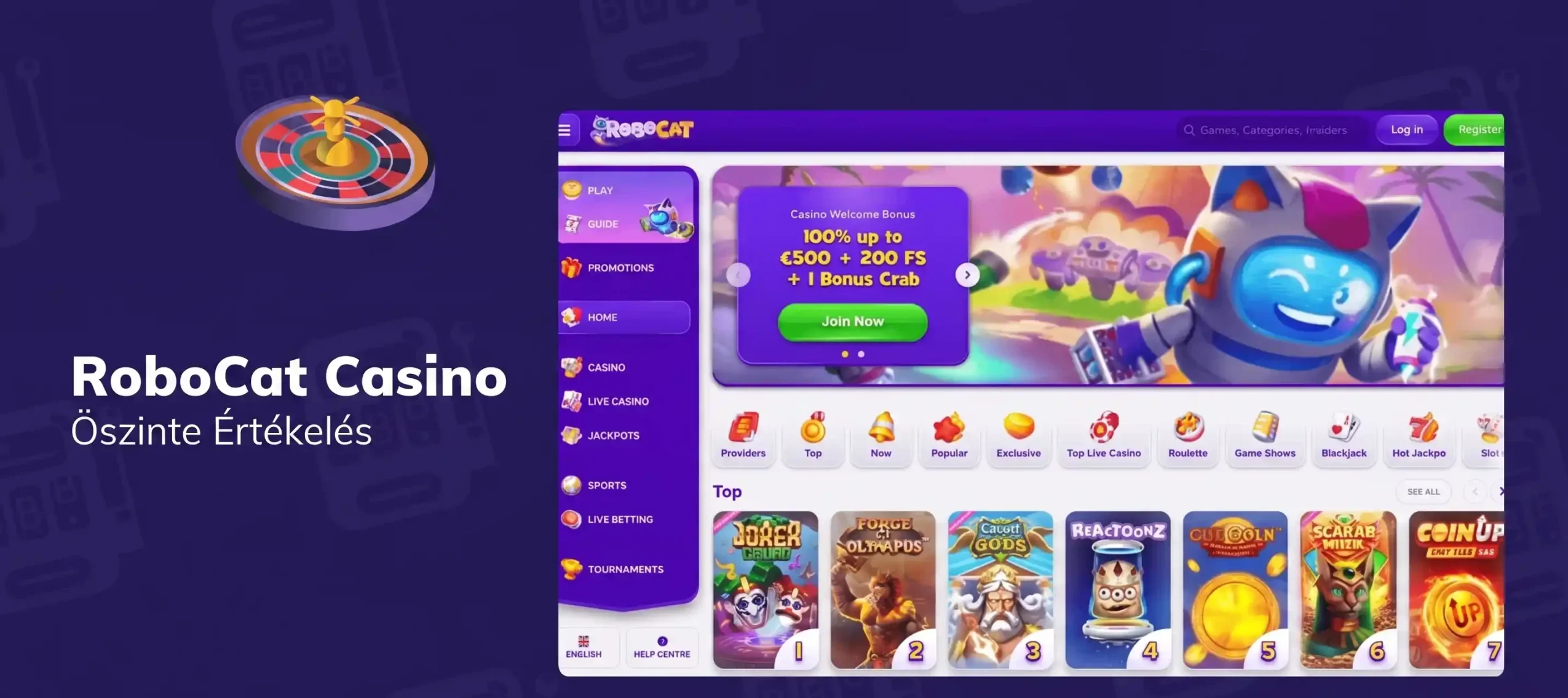 RoboCat Casino értékelés banner magyar játékosok véleményével