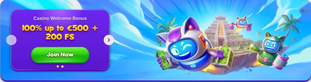 RoboCat Casino üdvözlő bónusz banner 1 200 000 Ft és 200 ingyen pörgetés ajánlattal